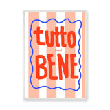 Tutto Bene Typography Wall Art – Striped Red Quote Print