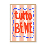 Tutto Bene Typography Wall Art – Striped Red Quote Print
