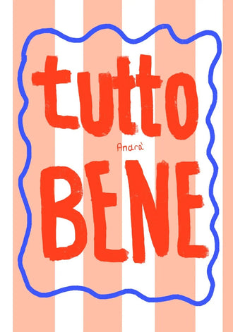 Tutto Bene Typography Wall Art – Striped Red Quote Print