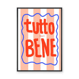 Tutto Bene Typography Wall Art – Striped Red Quote Print