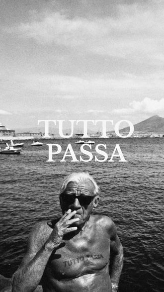 Tutto Passa Vintage Typography Wall Art – Black and White Seaside Portrait
