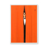 Tuxedo Man Minimalist Wall Art – Orange Curtain Spy Portrait