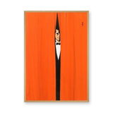 Tuxedo Man Minimalist Wall Art – Orange Curtain Spy Portrait