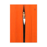 Tuxedo Man Minimalist Wall Art – Orange Curtain Spy Portrait
