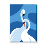 Two Swans Modern Wall Art – Blue Abstract Water-Inspired Print
