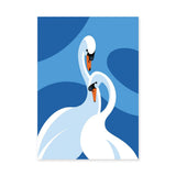 Two Swans Modern Wall Art – Blue Abstract Water-Inspired Print