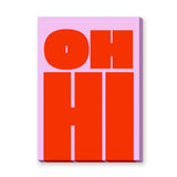 Typography Minimalist Wall Art – Bold Red OH HI Text on Pink