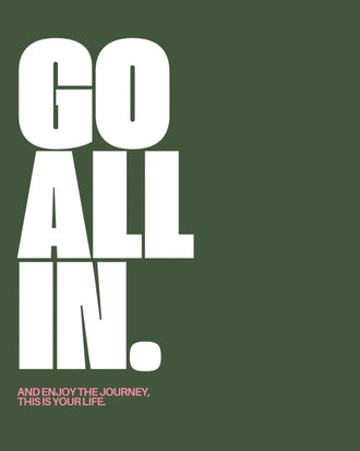 Typography Modern Wall Art – Go All In Quote on Deep Green
