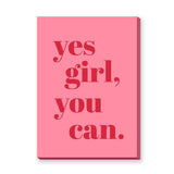 Typography Modern Wall Art – Pink Yes Girl You Can Quote Print