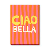Typography Retro Pop-Art Wall Art – Ciao Bella Stripes in Pink and Orange
