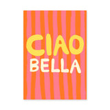 Typography Retro Pop-Art Wall Art – Ciao Bella Stripes in Pink and Orange