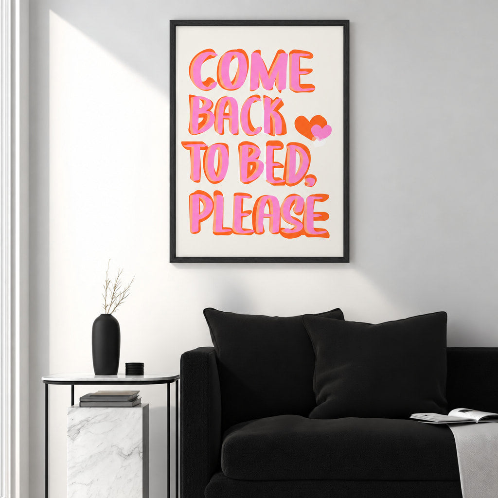 Typography Retro Pop-Art Wall Art – Playful Come Back to Bed Quote