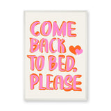 Typography Retro Pop-Art Wall Art – Playful Come Back to Bed Quote