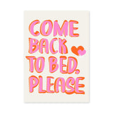 Typography Retro Pop-Art Wall Art – Playful Come Back to Bed Quote