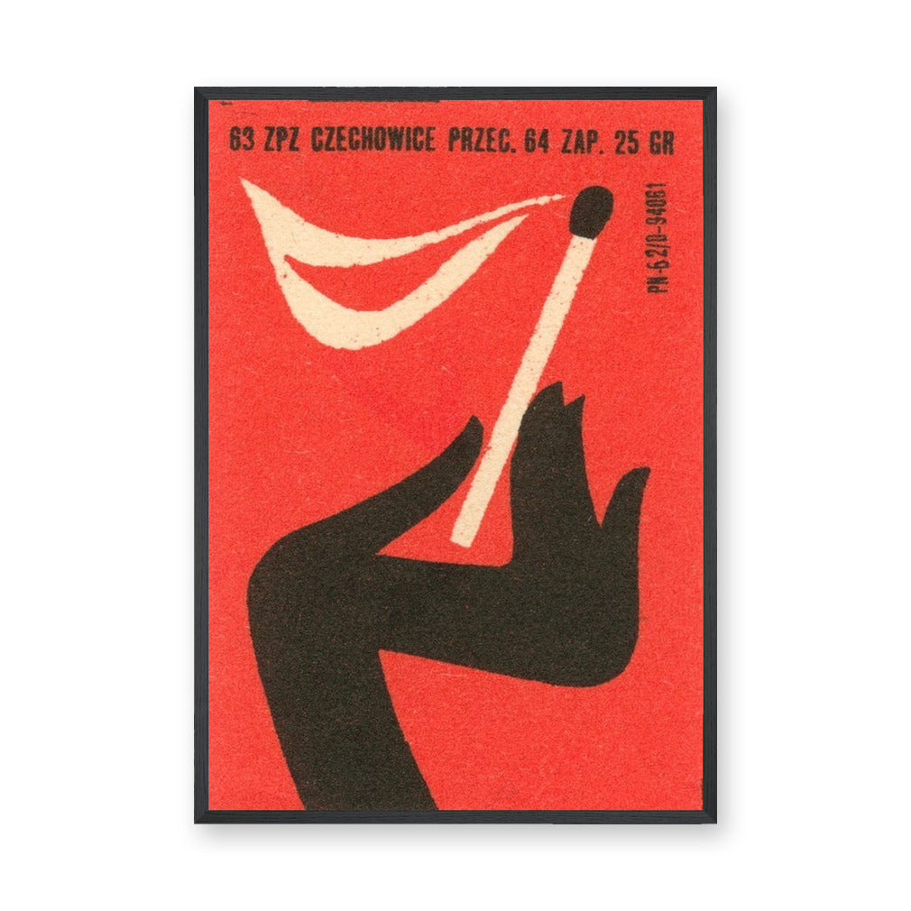 Typography Vintage Wall Art – Red Matchbox Graphic with Polish Text