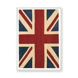 Union Jack Flag Vintage Wall Art – Textured Red Cream and Blue Print