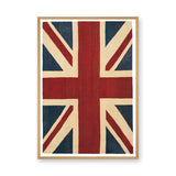 Union Jack Flag Vintage Wall Art – Textured Red Cream and Blue Print
