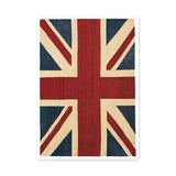 Union Jack Flag Vintage Wall Art – Textured Red Cream and Blue Print