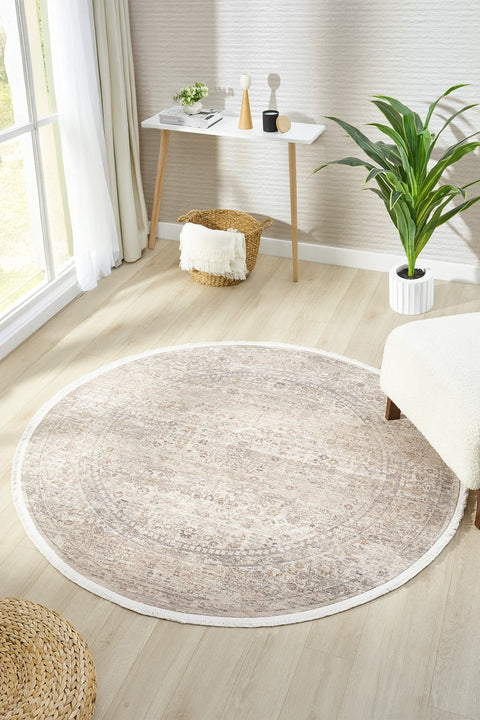 Valeria Modern Area Rug – Beige in a living room