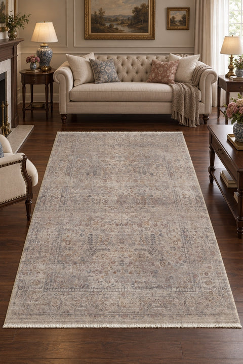 Valeria Modern Area Rug – Light Beige in a living room