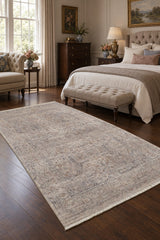 Valeria Modern Area Rug – Light Beige in a bedroom