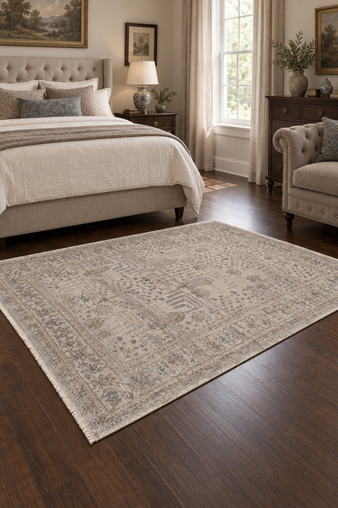 Valeria Vintage Area Rug in a bedroom