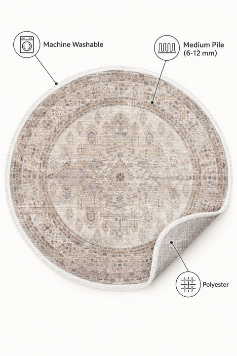 Valeria Vintage Area Rug – Cream – features