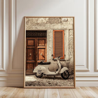Vespa Nostalgic Scooter Wall Poster – Retro Italian Motorcycle Home Wall Décor
