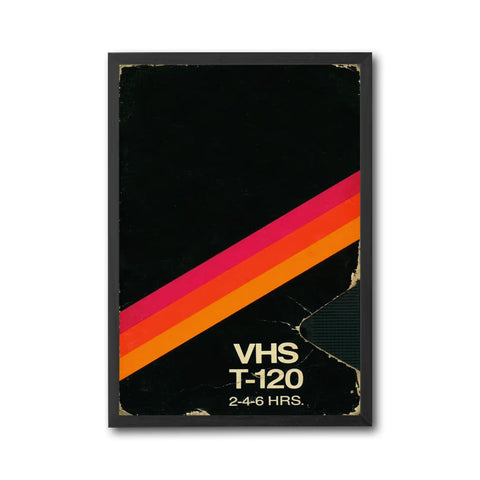 VHS T-120 2-4-6 HRS Retro VHS Tape Décor Poster – Retro VHS Wall Poster for Movie Lovers