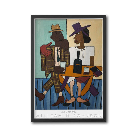 Nostalgic 1920s Black Couple Fine Print, Black Americana Café Scene Wall Poster, Digital Download Artwork