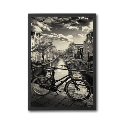 Heritage Amsterdam Bicycle Canal Décor Poster, Retro Travel Wall Print