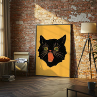 Nostalgic Black Cat Illustration Wall Décor Wall Poster Print