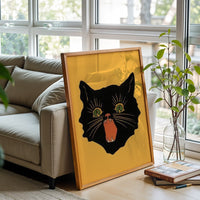 Nostalgic Black Cat Illustration Wall Décor Wall Poster Print