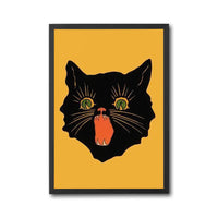 Nostalgic Black Cat Illustration Wall Décor Wall Poster Print