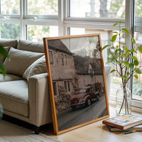 Nostalgic Car Village Street Wall Décor Poster