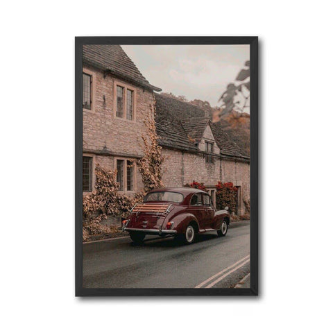 Nostalgic Car Village Street Wall Décor Poster