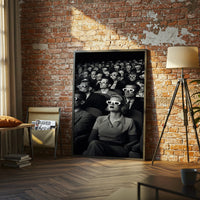 Nostalgic Cinema Audience Décor Poster – Retro Movie Theater Wall Décor