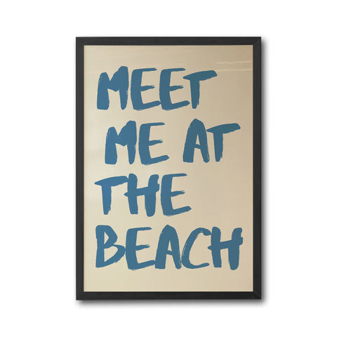 Heritage Coastal Typography Art, Meet Me at the Beach Wall Décor Poster for Summer Home Decor