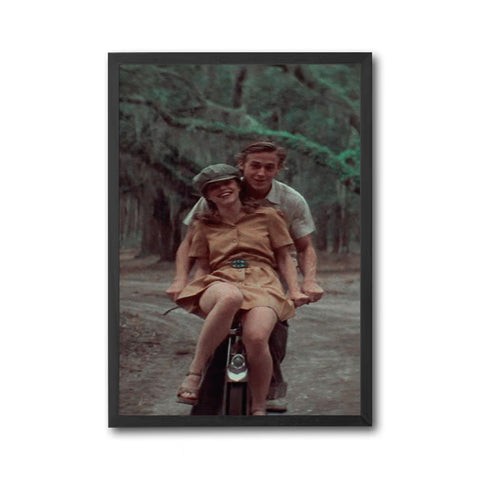 Retro Couple on Bicycle Décor Poster – Romantic Retro Wall Poster