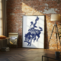 Nostalgic Cowboy Rodeo Home Wall Print – Western Horse Riding Print for Rustic Home Decor