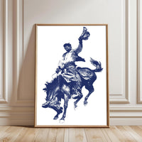 Nostalgic Cowboy Rodeo Home Wall Print – Western Horse Riding Print for Rustic Home Decor