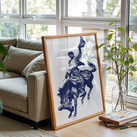 Nostalgic Cowboy Rodeo Home Wall Print – Western Horse Riding Print for Rustic Home Decor