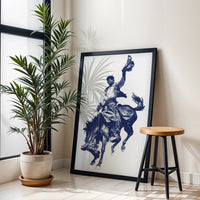 Nostalgic Cowboy Rodeo Home Wall Print – Western Horse Riding Print for Rustic Home Decor
