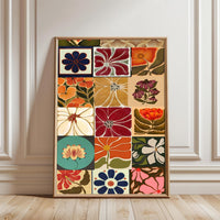 Nostalgic Floral Pattern Collage Wall Poster