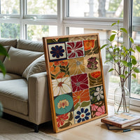 Nostalgic Floral Pattern Collage Wall Poster