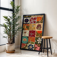 Nostalgic Floral Pattern Collage Wall Poster