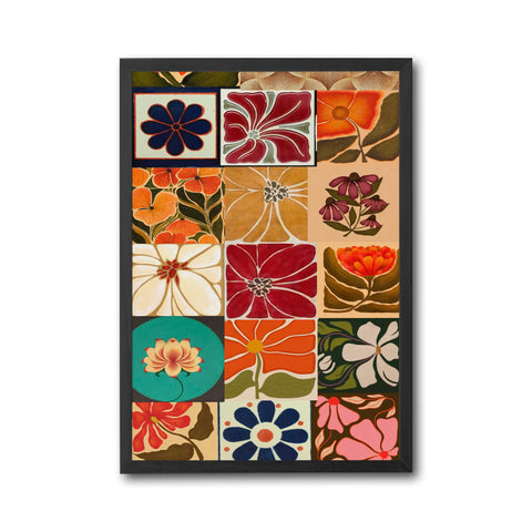 Nostalgic Floral Pattern Collage Wall Poster