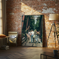 Nostalgic Friends on Railway Bridge Décor Poster | Nostalgic Wall Décor