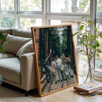 Nostalgic Friends on Railway Bridge Décor Poster | Nostalgic Wall Décor