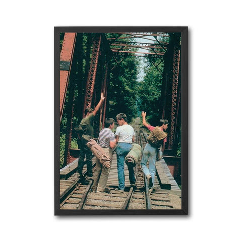 Nostalgic Friends on Railway Bridge Décor Poster | Nostalgic Wall Décor